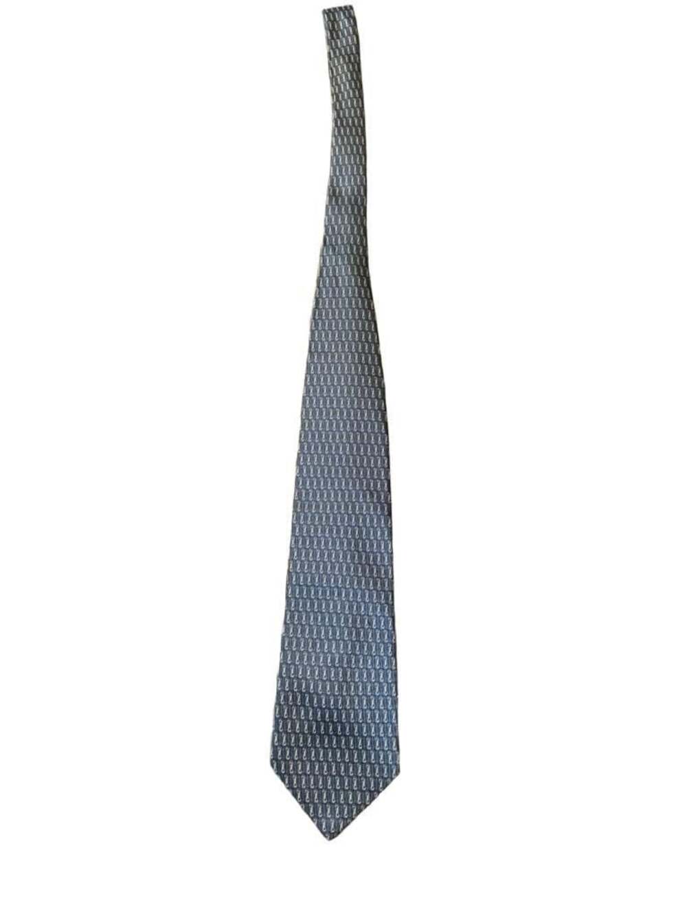 Montebello Milano Italy Hand Made Geometric Pattern Silk Neck Tie
